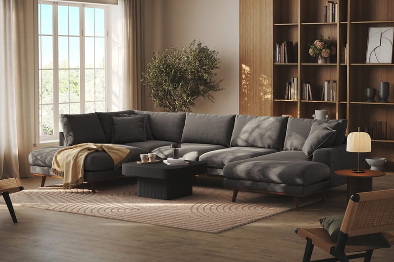 Copenhagen Premium 5-personers Venstrevendt U-formet Dyb Sofa med Divan og Chaiselong i Stof - Mørkegrå - Møbler - Sofaer - U-sofa