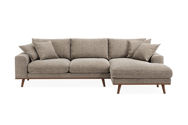 Copenhagen Premium 4-personers Højrevendt L-formet Dyb Divansofa i Chenille - Brun - Møbler - Sofaer - Sofa med sjeselong