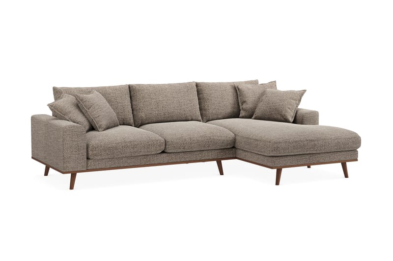 Copenhagen Premium 4-personers Højrevendt L-formet Dyb Divansofa i Chenille - Brun - Møbler - Sofaer - Sofa med sjeselong