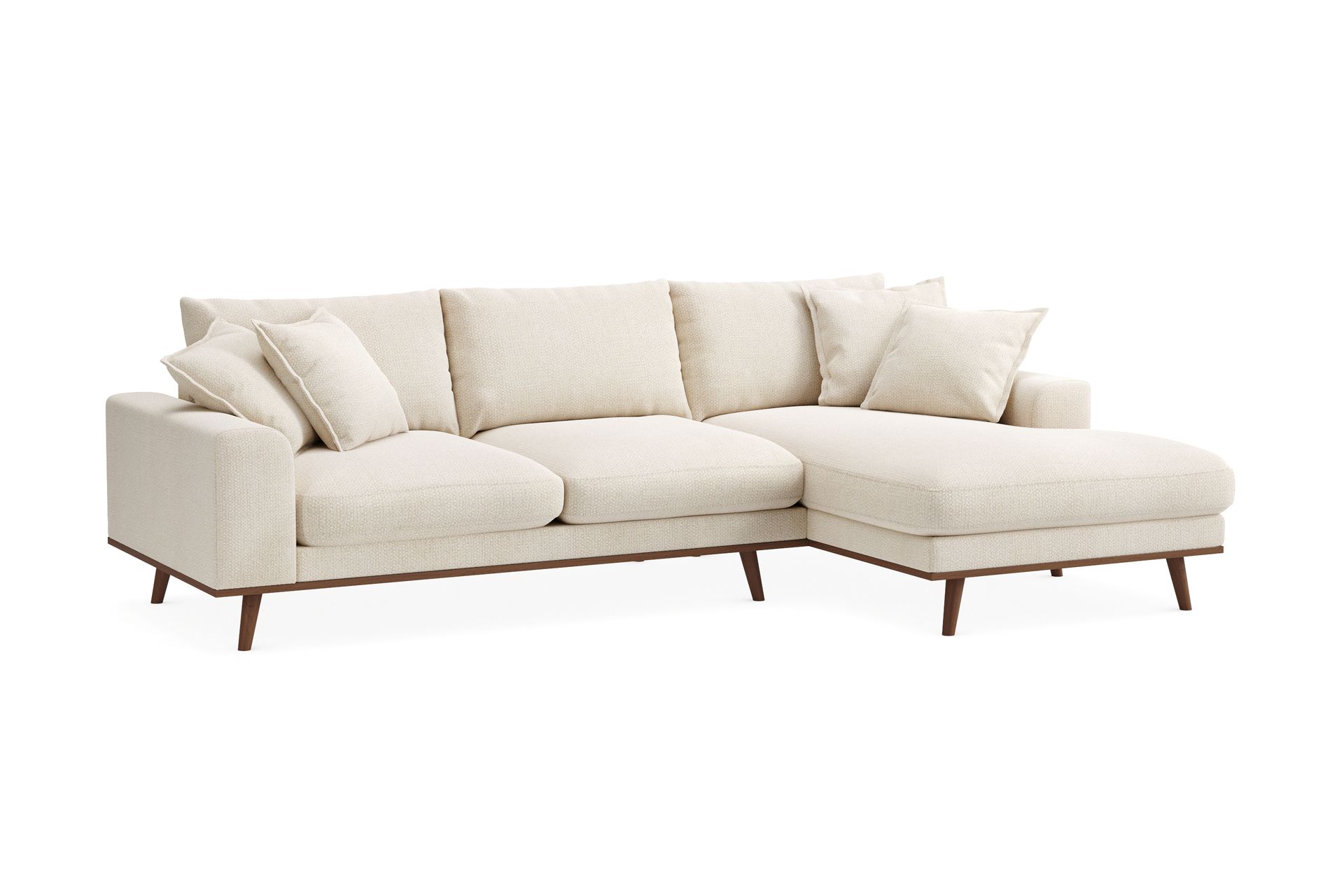 Copenhagen Premium 4-personers Højrevendt L-formet Dyb Divansofa i Chenille - Lys beige - Møbler - Sofaer - Sofa med sjeselong