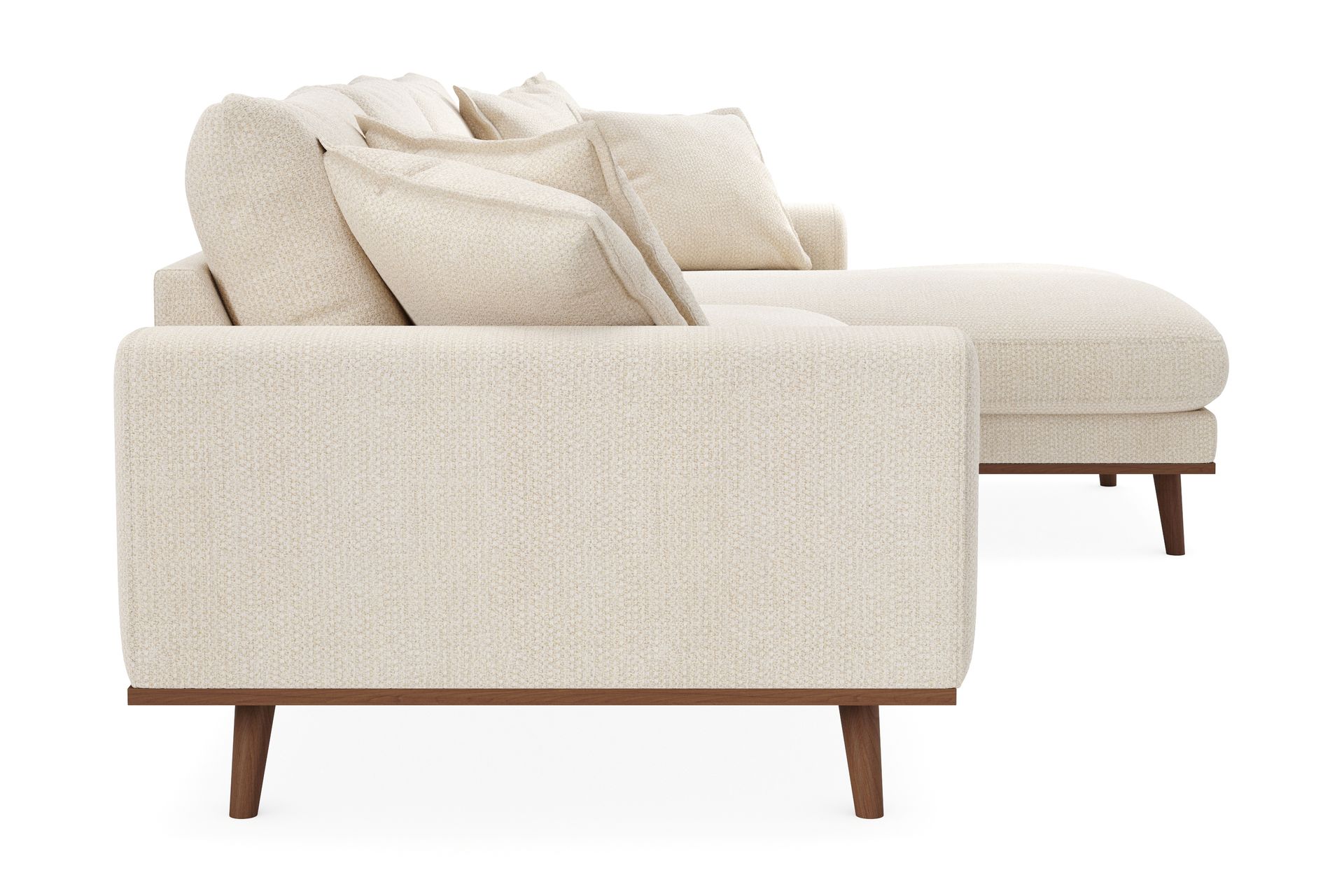 Copenhagen Premium 4-personers Højrevendt L-formet Dyb Divansofa i Chenille - Lys beige - Møbler - Sofaer - Sofa med sjeselong