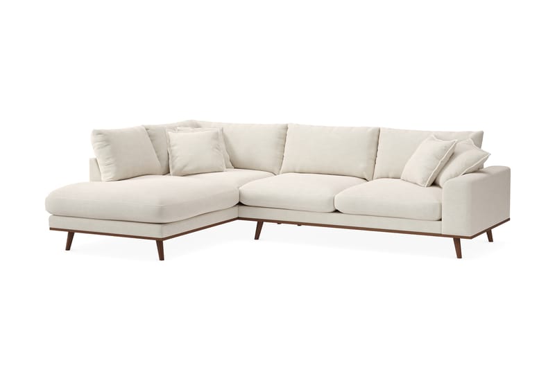 Copenhagen Premium 4-personers Venstrevendt L-formet Dyb Chaiselongsofa i Stof - Lys beige - Møbler - Sofaer - Sofa med sjeselong