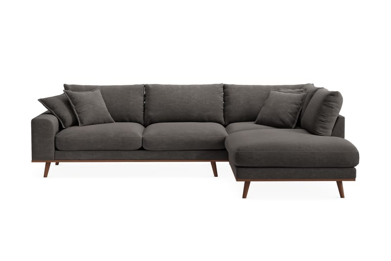 Copenhagen Premium 4-personers Højrevendt L-formet Dyb Chaiselongsofa i Stof - Mørkegrå - Møbler - Sofaer - Sofa med sjeselong