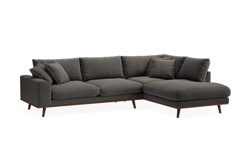 Copenhagen Premium 4-personers Højrevendt L-formet Dyb Chaiselongsofa i Stof - Mørkegrå - Møbler - Sofaer - Sofa med sjeselong