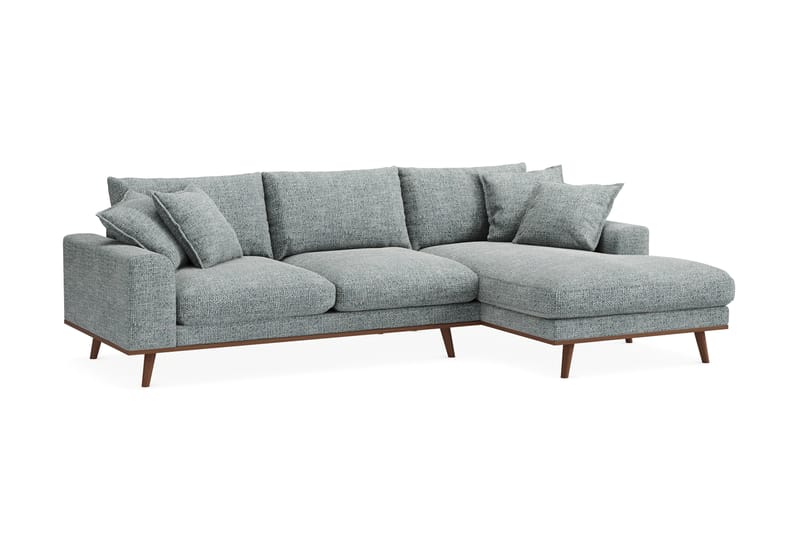 Copenhagen Premium 4-personers Højrevendt L-formet Dyb Divansofa i Chenille - Grå/blå - Møbler - Sofaer - Sofa med sjeselong