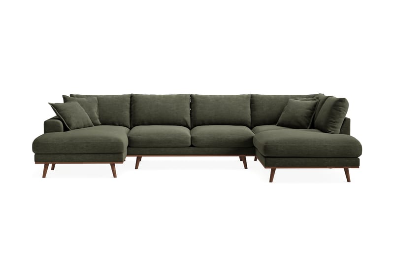Copenhagen Premium 5-personers Venstrevendt U-formet Dyb Sofa med Divan og Chaiselong i Stof - Grøn - Møbler - Sofaer - U-sofa