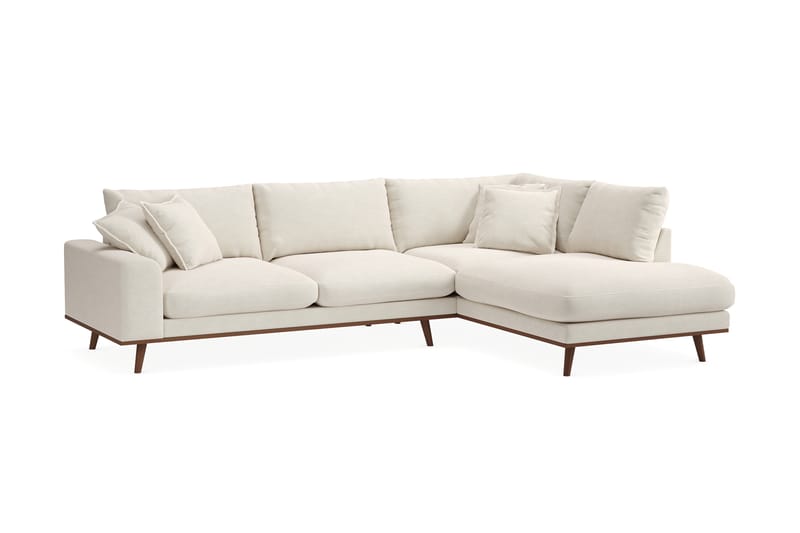 Copenhagen Premium 4-personers Højrevendt L-formet Dyb Chaiselongsofa i Stof - Lys beige - Møbler - Sofaer - Sofa med sjeselong