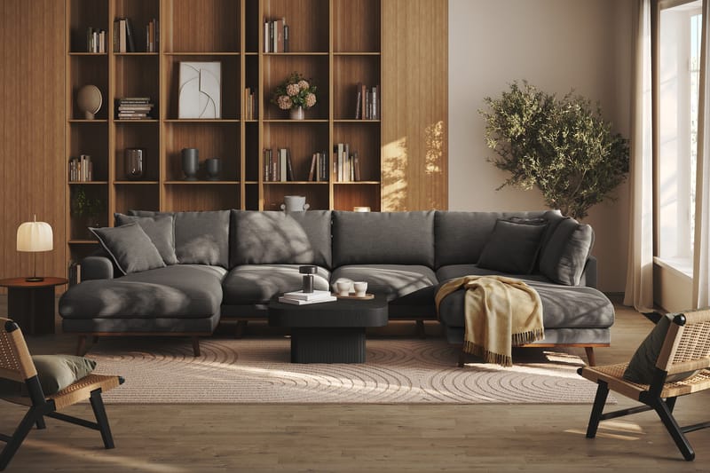 Copenhagen Premium 5-personers Højrevendt U-formet Dyb Sofa med Divan og Chaiselong i Stof - Mørkegrå - Møbler - Sofaer - U-sofa