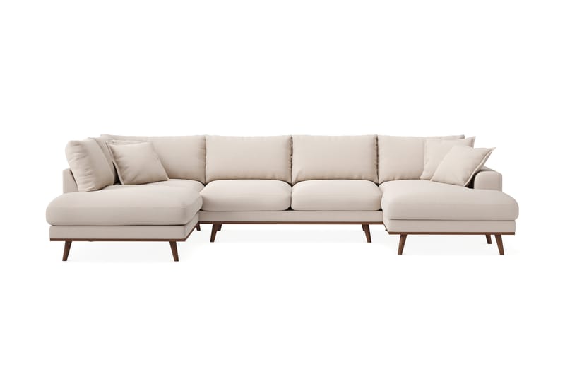 Copenhagen Premium 5-personers Venstrevendt U-formet Dyb Sofa med Divan og Chaiselong i Bouclé - Lys beige - Møbler - Sofaer - U-sofa