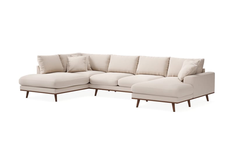 Copenhagen Premium 5-personers Venstrevendt U-formet Dyb Sofa med Divan og Chaiselong i Bouclé - Lys beige - Møbler - Sofaer - U-sofa