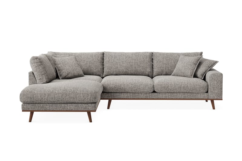 Copenhagen Premium 4-personers Venstrevendt L-formet Dyb Chaiselongsofa i Chenille - Grå - Møbler - Sofaer - Sofa med sjeselong