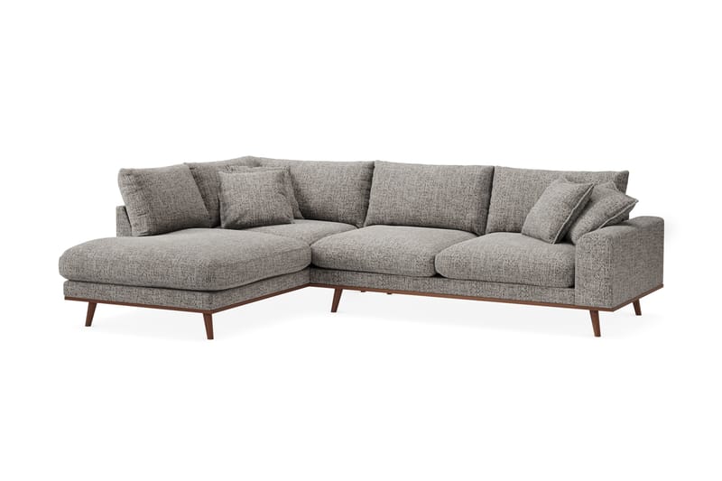 Copenhagen Premium 4-personers Venstrevendt L-formet Dyb Chaiselongsofa i Chenille - Grå - Møbler - Sofaer - Sofa med sjeselong