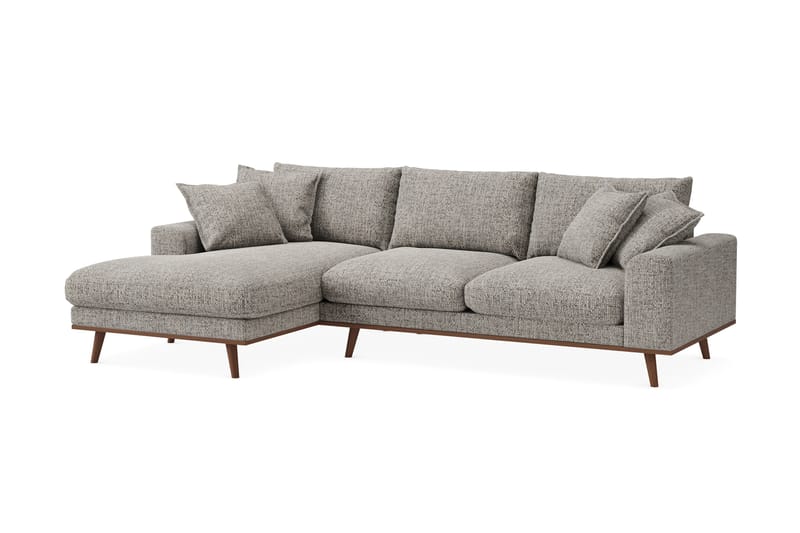 Copenhagen Premium 4-personers Venstrevendt L-formet Dyb Divansofa i Chenille - Grå - Møbler - Sofaer - Sofa med sjeselong