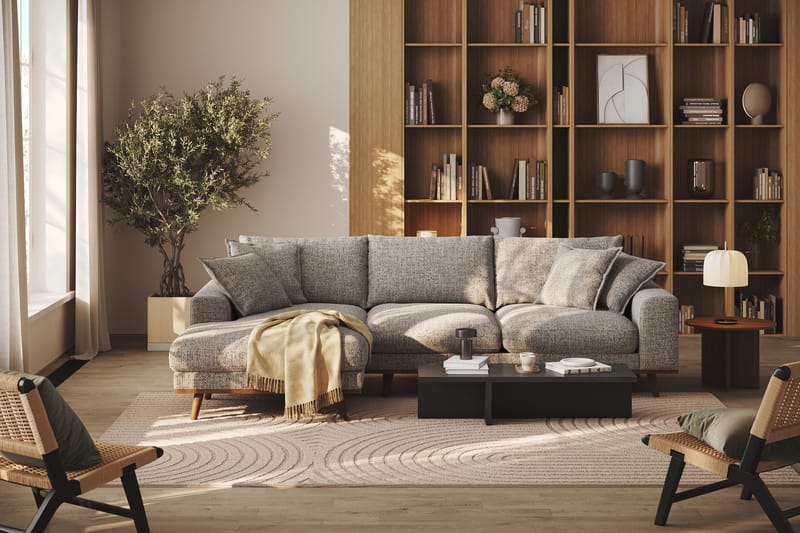 Copenhagen Premium 4-personers Venstrevendt L-formet Dyb Divansofa i Chenille - Grå - Møbler - Sofaer - Sofa med sjeselong