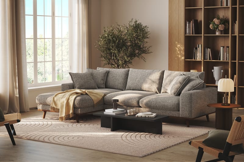 Copenhagen Premium 4-personers Venstrevendt L-formet Dyb Divansofa i Chenille - Grå - Møbler - Sofaer - Sofa med sjeselong