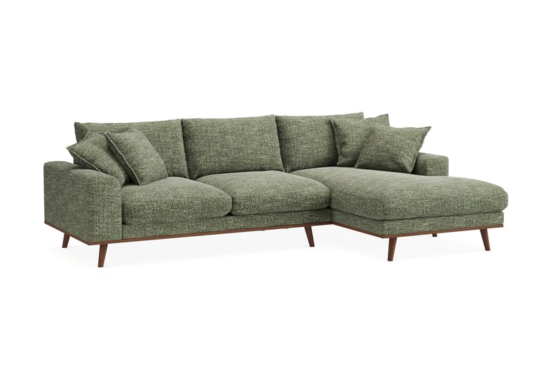 Copenhagen Premium 4-personers Højrevendt L-formet Dyb Divansofa i Chenille - Grøn - Møbler - Sofaer - Sofa med sjeselong