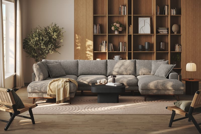 Copenhagen Premium 5-personers Venstrevendt U-formet Dyb Sofa med Divan og Chaiselong i Chenille - Grå - Møbler - Sofaer - U-sofa
