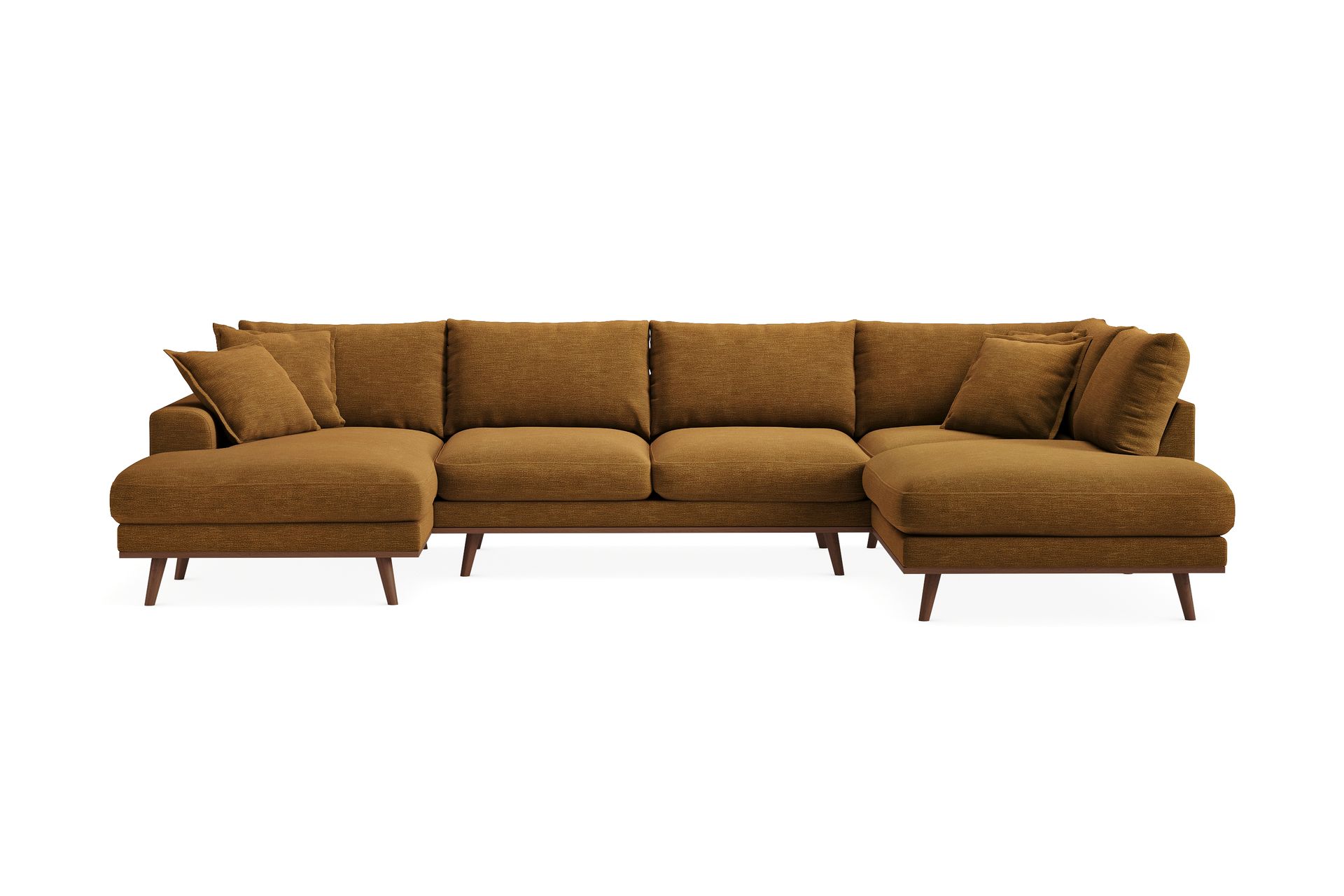 Copenhagen Premium 5-personers Venstrevendt U-formet Dyb Sofa med Divan og Chaiselong i Stof - Sennepsgul - Møbler - Sofaer - U-sofa