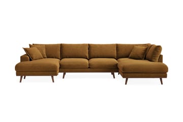 Copenhagen Premium 5-personers Venstrevendt U-formet Dyb Sofa med Divan og Chaiselong i Stof - Sennepsgul - Møbler - Sofaer - U-sofa