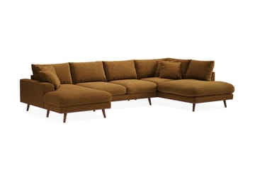 Copenhagen Premium 5-personers Venstrevendt U-formet Dyb Sofa med Divan og Chaiselong i Stof - Sennepsgul - Møbler - Sofaer - U-sofa