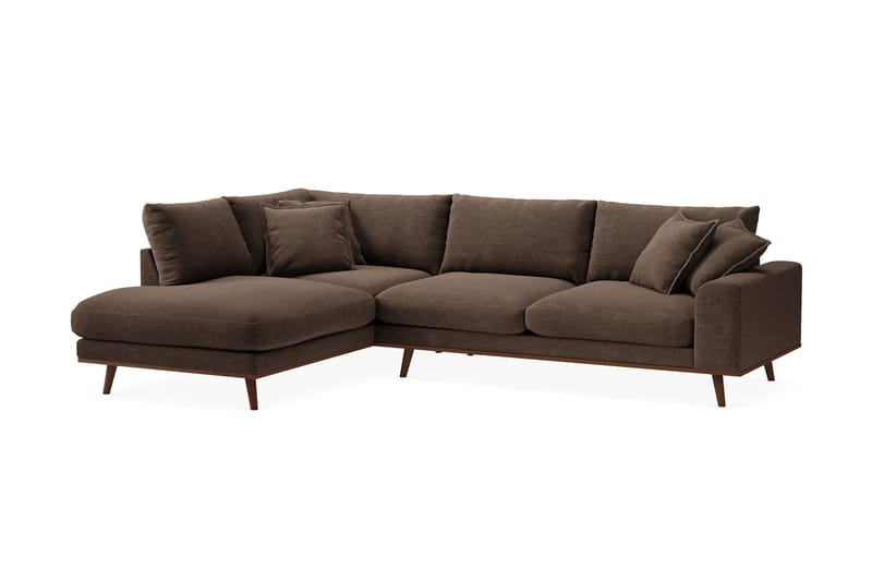 Copenhagen Premium 4-personers Venstrevendt L-formet Dyb Chaiselongsofa i Stof - Brun - Møbler - Sofaer - Sofa med sjeselong
