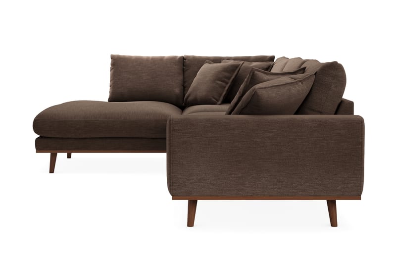 Copenhagen Premium 4-personers Venstrevendt L-formet Dyb Chaiselongsofa i Stof - Brun - Møbler - Sofaer - Sofa med sjeselong