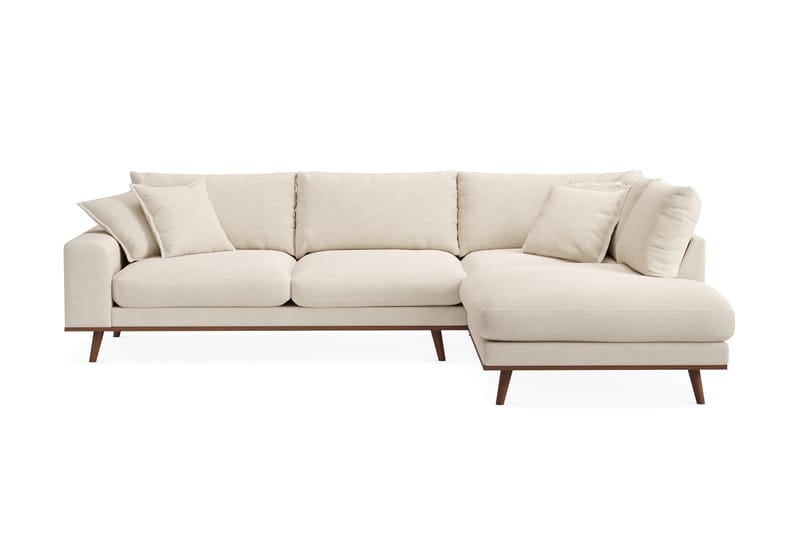Copenhagen Premium 4-personers Højrevendt L-formet Dyb Chaiselongsofa i Stof - Beige - Møbler - Sofaer - Sofa med sjeselong