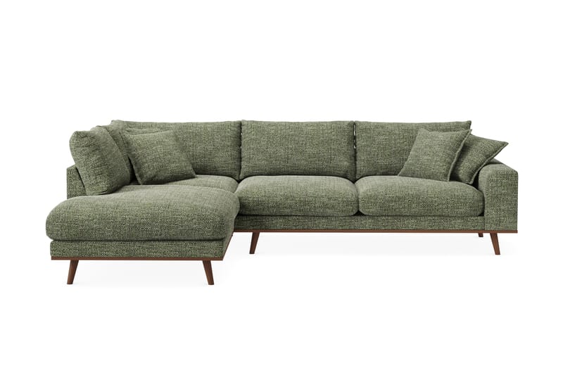 Copenhagen Premium 4-personers Venstrevendt L-formet Dyb Chaiselongsofa i Chenille - Grøn - Møbler - Sofaer - Sofa med sjeselong