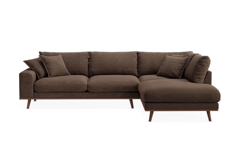 Copenhagen Premium 4-personers Højrevendt L-formet Dyb Chaiselongsofa i Stof - Brun - Møbler - Sofaer - Sofa med sjeselong