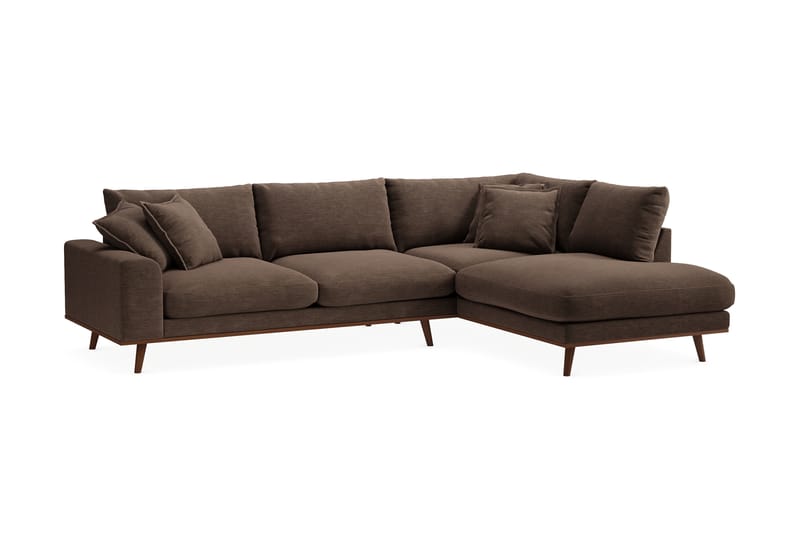 Copenhagen Premium 4-personers Højrevendt L-formet Dyb Chaiselongsofa i Stof - Brun - Møbler - Sofaer - Sofa med sjeselong