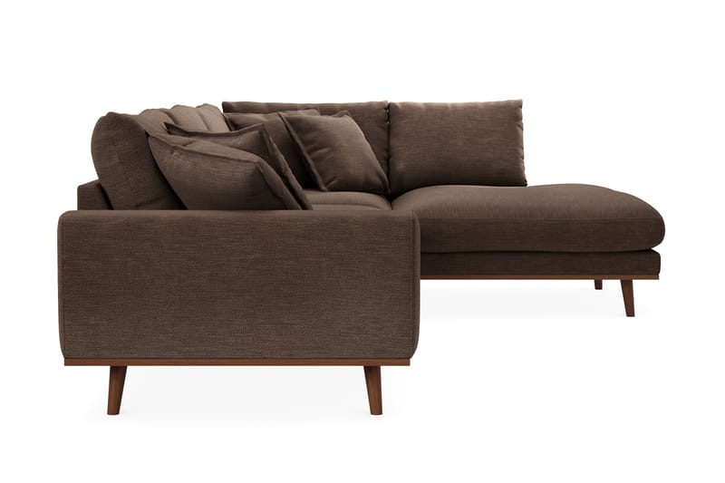 Copenhagen Premium 4-personers Højrevendt L-formet Dyb Chaiselongsofa i Stof - Brun - Møbler - Sofaer - Sofa med sjeselong