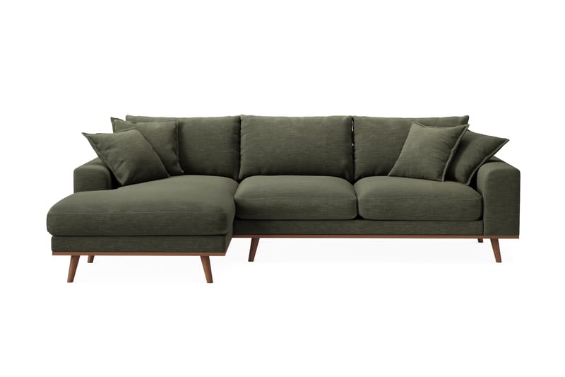 Copenhagen Premium 4-personers Venstrevendt L-formet Dyb Divansofa i Stof - Grøn - Møbler - Sofaer - Sofa med sjeselong