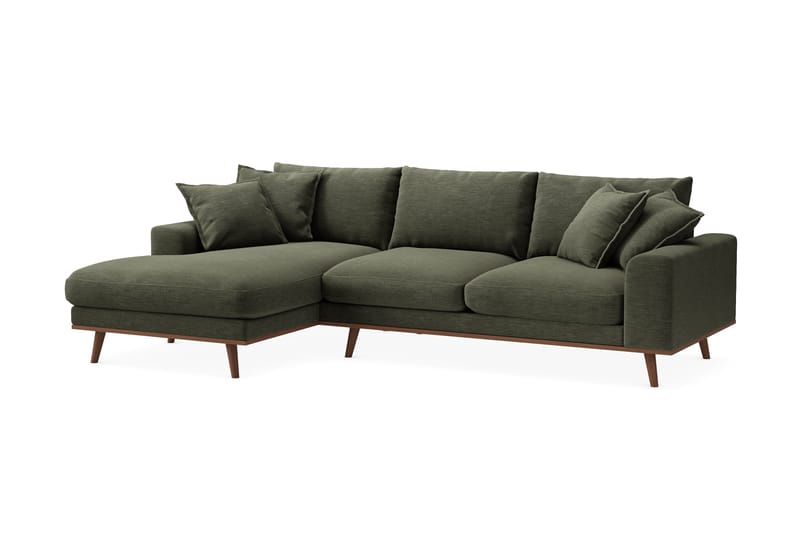 Copenhagen Premium 4-personers Venstrevendt L-formet Dyb Divansofa i Stof - Grøn - Møbler - Sofaer - Sofa med sjeselong