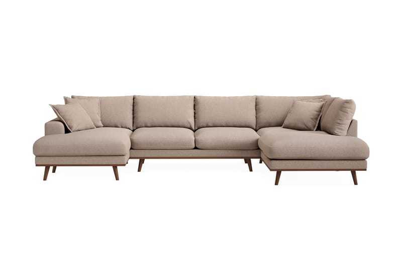 Copenhagen Premium 5-personers Højrevendt U-formet Dyb Sofa med Divan og Chaiselong i Stoff - Lyse brun - Møbler - Sofaer - U-sofa