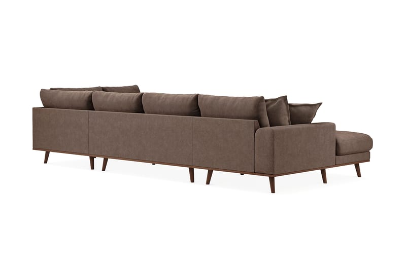 Copenhagen Premium 5-personers Højrevendt U-formet Dyb Sofa med Divan og Chaiselong i Stoff - Mørkebrun - Møbler - Sofaer - U-sofa