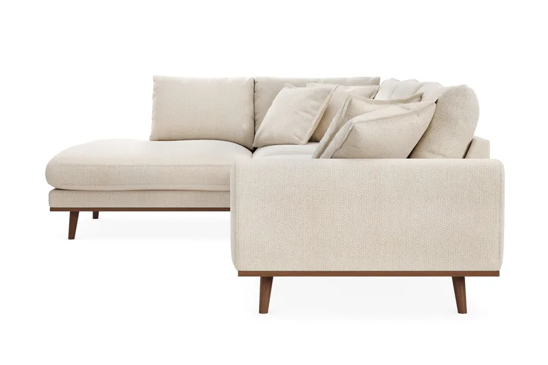 Copenhagen Premium 4-personers Venstrevendt L-formet Dyb Chaiselongsofa i Chenille - Lys beige - Møbler - Sofaer - Sofa med sjeselong