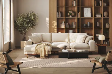 Copenhagen Premium 4-personers Venstrevendt L-formet Dyb Divansofa i Chenille - Lys beige - Møbler - Sofaer - Sofa med sjeselong