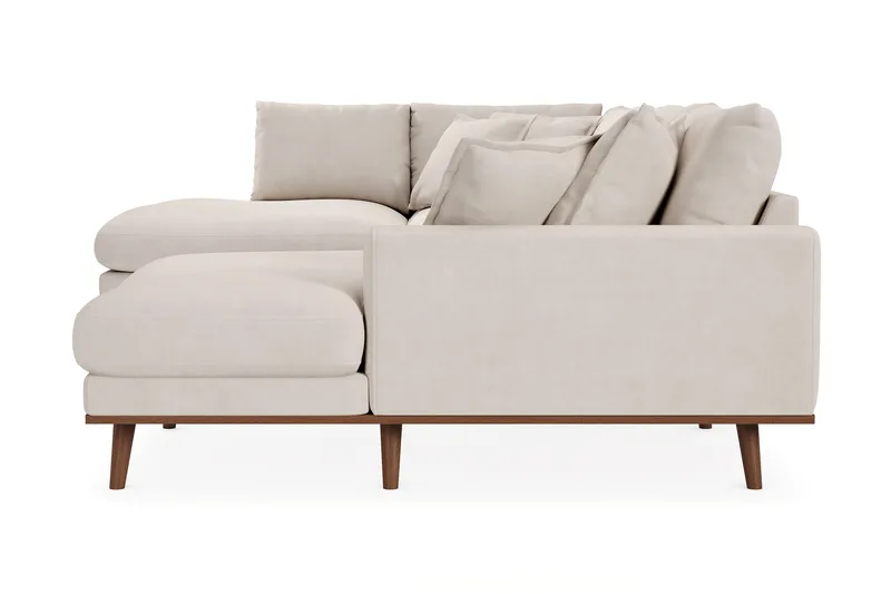 Copenhagen Premium 5-personers Venstrevendt U-formet Dyb Sofa med Divan og Chaiselong i Stoff - Beige - Møbler - Sofaer - U-sofa