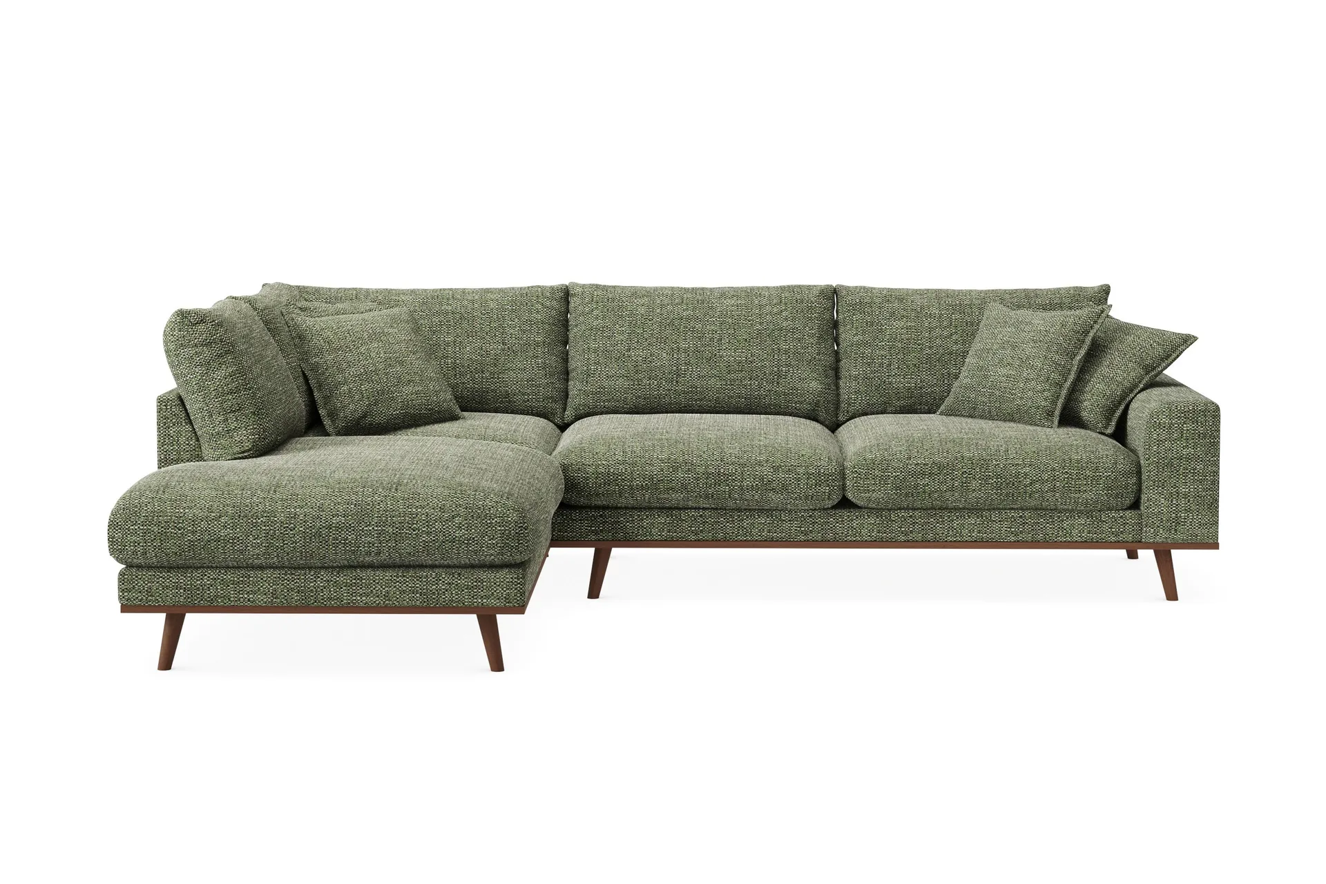 Copenhagen Premium 4-personers Venstrevendt L-formet Dyb Chaiselongsofa i Chenille - Grøn