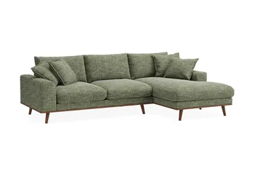 Copenhagen Premium 4-personers Højrevendt L-formet Dyb Divansofa i Chenille - Grøn - Møbler - Sofaer - Sofa med sjeselong