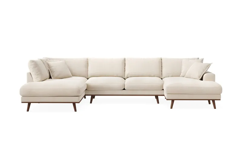 Copenhagen Premium 5-personers Venstrevendt U-formet Dyb Sofa med Divan og Chaiselong i Chenille - Lys beige - Møbler - Sofaer - U-sofa
