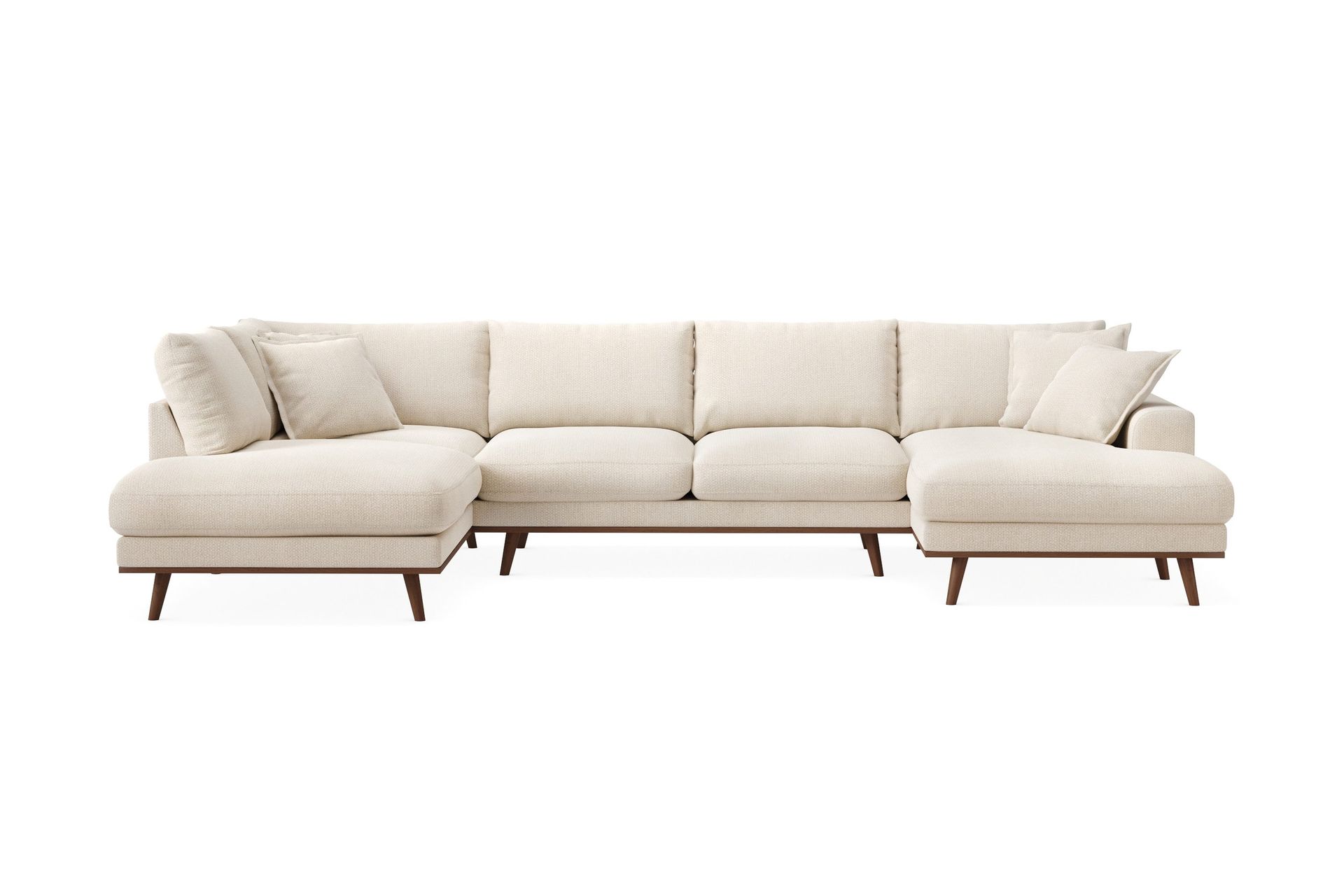 Copenhagen Premium 5-personers Venstrevendt U-formet Dyb Sofa med Divan og Chaiselong i Chenille - Lys beige