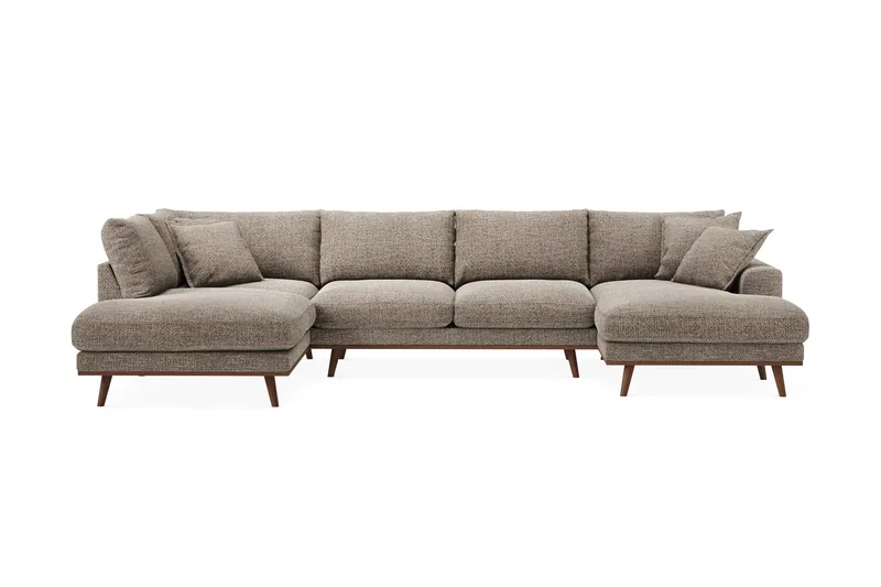 Copenhagen Premium 5-personers Venstrevendt U-formet Dyb Sofa med Divan og Chaiselong i Chenille - Brun - Møbler - Sofaer - U-sofa
