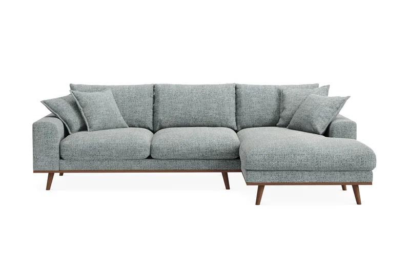 Copenhagen Premium 4-personers Højrevendt L-formet Dyb Divansofa i Chenille - Grå/blå - Møbler - Sofaer - Sofa med sjeselong