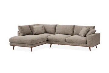 Copenhagen Premium 4-personers Venstrevendt L-formet Dyb Chaiselongsofa i Chenille - Brun - Møbler - Sofaer - Sofa med sjeselong