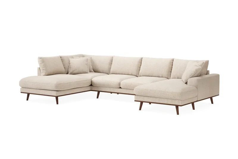Copenhagen Premium 5-personers Venstrevendt U-formet Dyb Sofa med Divan og Chaiselong i Chenille - Beige - Møbler - Sofaer - U-sofa
