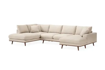 Copenhagen Premium 5-personers Venstrevendt U-formet Dyb Sofa med Divan og Chaiselong i Chenille - Beige - Møbler - Sofaer - U-sofa