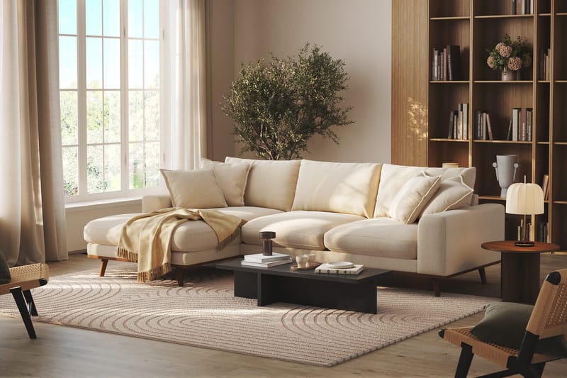 Copenhagen Premium 4-personers Venstrevendt L-formet Dyb Divansofa i Chenille - Lys beige - Møbler - Sofaer - Sofa med sjeselong