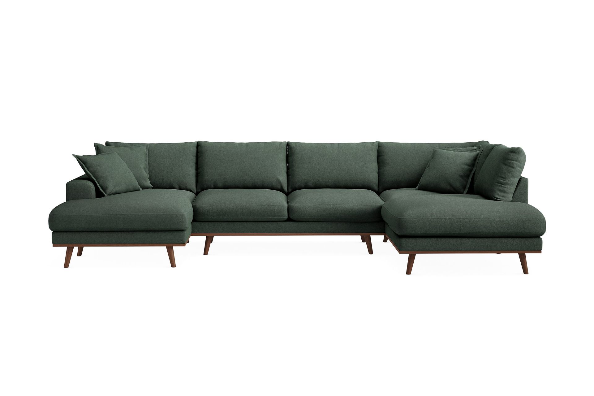 Copenhagen Premium 5-personers Højrevendt U-formet Dyb Sofa med Divan og Chaiselong i Stoff - Grön