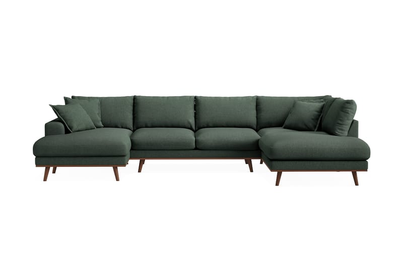 Copenhagen Premium 5-personers Højrevendt U-formet Dyb Sofa med Divan og Chaiselong i Stoff - Grön - Møbler - Sofaer - U-sofa